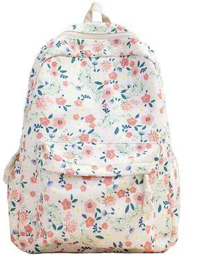Kakarin Choyx Kawaii Cute Backpack Women Aesthetics Preppy 16.1 Inch College Floral Backpack Pink, Medium