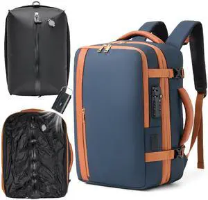 Fanwoli Vacuum Travel Backpack, Carry On Luggage with TSA Lock & Anti Theft Zipper, Expandable Airback with Compression Pump, Waterproof Laptop Bag Ideal for Flight & Business