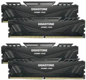 DDR4 RAM GIGASTONE Game PRO 64GB Kit (4x16GB) DDR4 3200MHz PC4-25600 CL 16-18-18-40 Intel XMP 2.0 AMD Ryzen 1.35V UDIMM 288 Pin Unbuffered Non ECC High Performance Gaming Desktop Memory - Black