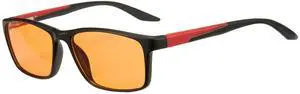 Cyxus Orange Blue Light Blocking Glasses for Men Women Gaming Glasses Redece Eye Strain Sleep Better8304Y04 Black Frame Red Temple