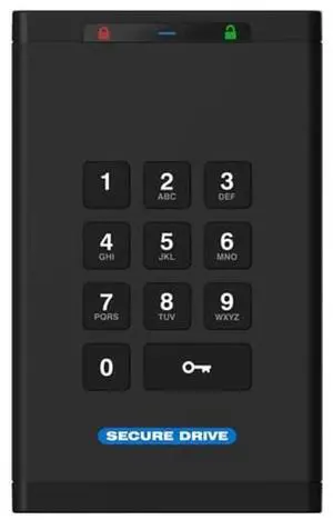 SecureData SecureDrive KP 5TB Hardware Encrypted USB 3.0 External Drive FIPS 140-2 Level 3 Unlock via Keypad TAA Compliant, CJIS, HIPAA, CMMC, GDPR Compliant, Works with Mac and Win Free AV