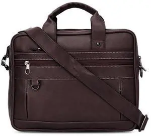 CRYSTALBYPC Premium Leather Laptop Briefcase | Waterproof Messenger Shoulder Bag | Business Travel Crossbody Case for Men & Women | Black