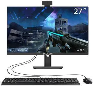 LCOEVOI All-in-one Desktop Computer with 27" FHD Display, AMD R7 Quad Core 16G RAM 512G SSD ROM, Liftable Arm Rotatable Monitor WiFi Bluetooth Connection PC Desktop for Home Study Office Gaming
