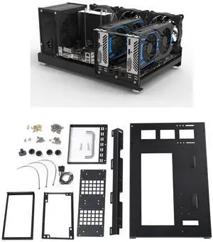 ATX Computer Case, Micro ATX Case for ATX,M ATX, ITX Motherboards,360 Water Cooling, etc, Open PC Case Frame with Handle can Stand or Lie, Powerful Cooling Steel Plate