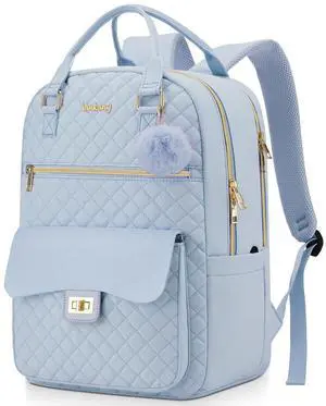 VANKANY Teen Girls Backpack, Aesthetic School Book Bag with Charging Hole for Kids Elementary Middle High School College Women, Blue