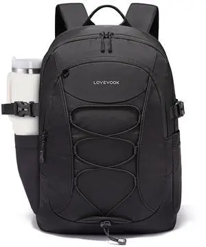 LOVEVOOK Laptop Backpack for Women Men with Pouch Pocket for Large Capacity Cup,15.6 Inch Waterproof Travel Work Computer Laptop Bag College Teacher Backpack Purse,Lightweight Hiking Backpack,Black