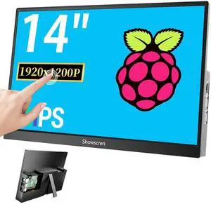 Update 14inch Monitor for Raspberry Pi 5/4B/3B+/3B Screen, IPS Display FHD 1920X1200, Built-in Speaker, HDMI USB-C Portable Monitor Touchscreen for Laptop Computer Switch Xbox PS3/4/5