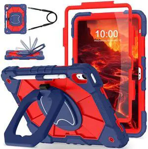 WESOROL Case for iPad (A16) 11th 2025 (11-inch) /iPad 10th Generation 2022(10.9 inch),Military Grade Shockproof Cover for i Pad 11/10 Gen with Rotating Stand Screen Protector Pencil Holder,Navy Red
