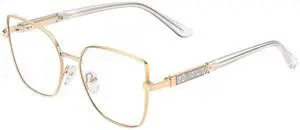 Dollger Square Blue Light Blocking Glasses for Women Trendy Oversized Computer Gaming Eyeglasses Cat Eye Metal Frame bluelight glasses Gold