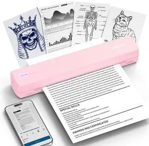 POLONO Portable Printer Wireless for Travel, D810 Bluetooth Thermal Printer Support for 8.5"x11" US Letter, Inkless Compatible with iOS, Android, Laptop for Office, Car and Home, Rose