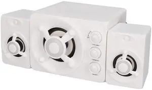 Zunate Computer Speakers, USB Powered Small PC Speakers Stereo Subwoofer Multimedia Wired Speaker with RGB LED Light for PC Laptop (New Version White)