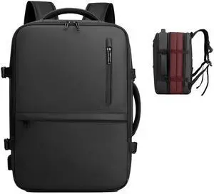 JUNYRRYO Carry on Travel Backpack for Airplanes, 35L Suitcase Backpack Luggage Business Work Weekender Bag, TSA Laptop Backpack Flight Approved, Expandable Black Travel Backpack for Men Women