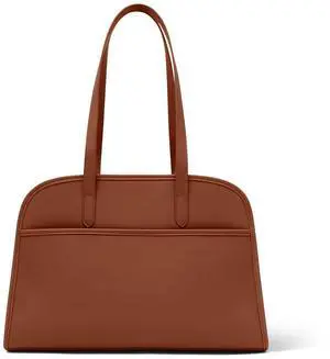 Work Tote Bags for Women 15.6 Inch - Laptop Tote Bag with Zip Compartments - Briefcase for Women Professional for Computer - Large PU Leather Office Purse - Brown