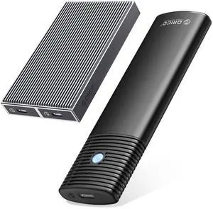 ORICO Dual M.2 NVMe SSD Enclosure, USB C to M2 Adapter for M Key PCIe 2230/2242/2260/2280 M.2 SSDs,Tool-Free Installation Aluminum M.2 Reader Support Trim and UASP up to 2x4TB