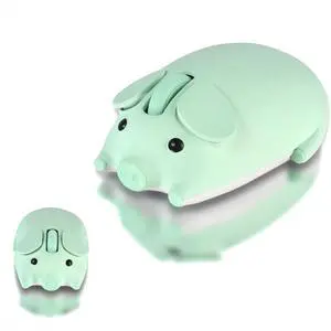 elec Space Cute Pig Design Wireless Mouse Dual Mode Bluetooth & USB Mouse, Silent Operation, Ergonomic, Perfect for Laptops & PCs, Ideal Gift for Animal Lovers and Family(Green)