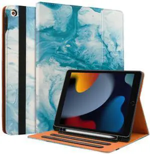 for iPad 9th Generation Case 2021, iPad 10.2 Inch Case, for iPad 8th/7th Generation Case 2020/2019 with Pencil Holder and Pocket, Auto Sleep/Wake, Multiple Viewing Angles (Dark Green)