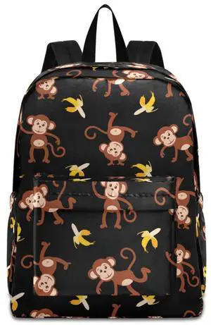 ZzWwR Cute Monkey Banana Large Portable Laptop Backpack,Durable Travel Bag for Men Women School Bookbag Work Fit 16.5 Inch Notebook