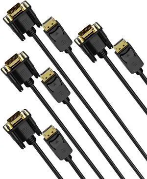 Foboiu DisplayPort to VGA Cable 3FT, 4 Pack Display Port DP to VGA Adapter Cord Converter Male to Male for Computer, Monitor, TV, Projector (Not Bidirectional,Not Compatible with HDMI or USB)
