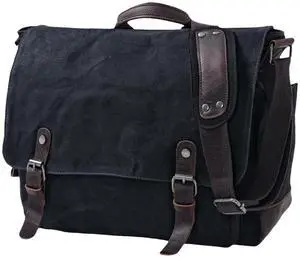 [Upgraded] Vintage Messenger Bag, 15.6 Inch Laptop Crossbody Shoulder Bags, Heavy Water-resistant Canvas Satchel for Men