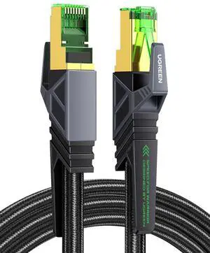 UGREEN Ethernet Cable, Cat 8 Gaming Ethernet Cable with 40Gbps 2000MHz High-Speed, SF/FTP 26AWG Braided RJ45 Ethernet Cord, Support POE, Compatible with Xbox One Switch PS5 PS4 Modem Router, 5FT