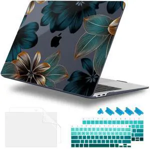 Lepeoac for MacBook Air 13 Inch Case 2020-2018 (A2337 M1 A2179 A1932), Shockproof Hard Shell Cover with Screen Protector, for Retina Display & Touch IDFull Protection for MacBook Air - Leaves