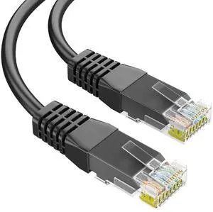 Syston Cat6e Ethernet Internet Cable Patch - 100 FT Black, 600MHz 23AWG 4pr UTP Solid Bare Copper Wire Indoor/Outdoor PoE PC Laptop, CMR Riser-Rated Sunlight Resistant RoHS Compliant UL ETL Certified