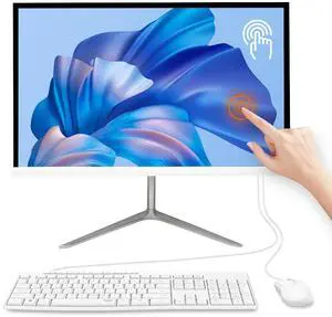 All-in-One Desktop Computer PC, 24" FHD Touchscreen N5095 16GB RAM, 512GB SSD Quad-Core, Wired Keyboard & Mouse, RGB Speaker (N5095/16G/512G) (White)