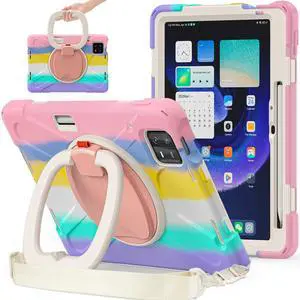 GooodiDEAR for Xiaomi Mi Pad 6/ Mi Pad 6 Pro 11-inch Tablet Case - Shockproof Cover, 360° Rotating Hand Strap, Foldable Stand, Anti-Slip Handle, Adjustable Shoulder Strap, Pen Holder - Sparkling Pink