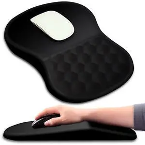 KUOSGM Mouse Pad Wrist Support, Ergonomic Mouse Pad with Massage Dot, Comfortable Computer Mouse Pad for Laptop, Wrist Rest Pain Relief Mousepad with Non-Slip PU Base for Office & Home, 12 x 8 in