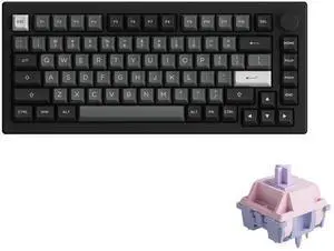 Akko 5075B Plus Silent Mechanical Keyboard 75% Percent RGB Hot-swappable Creamy Keyboard with Knob, Black & Silver Theme with PBT Double Shot ASA Profile Keycaps Fairy Switch