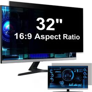 32 Inch Computer Privacy Screen Filter for 16:9 Widescreen Monitor, Removable Eye Protection Anti Glare Blue Light Filter Privacy Shield, Anti Scratch Anti Spy Screen Protector Film 32 in