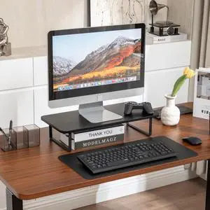 Borywisful Monitor Stand Riser, 21.6 Inch Large single monitor Stand for Computer, Monitor Desk Shelves for Printers, TV, Keyboard, Laptop. (Black)