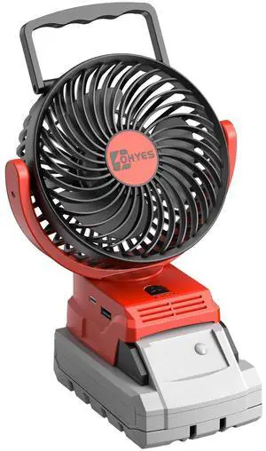 ohyes Cordless 5IN Jobsite Fan Fit for Milwaukee 18V Battery Brushless Motor Variable Speed USB Fast Charging for Camping & Workshop (Battery not included)