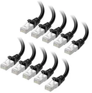 Cable Matters 10Gbps 10-Pack Snagless Short Shielded Cat 6A Ethernet Cable - 3ft, Cat 6A Cable, Cat6A Cord, Ethernet Cord, Black