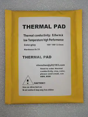 Thermal pad Thermal Conductive Silicone Gap pad Grease Paste for Computer Graphics Card/CPU/RTX 3080 3090 8.8W/m.k (100mm*100mm*2.5mm), Grey