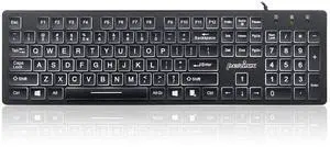 Perixx PERIBOARD-317 Wired Backlit USB Keyboard, Big Print Letter with White Illuminated LED, US English Layout,Black