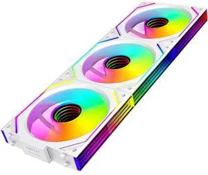 Jungle Leopard PC Fan JM-V2 120 Infinity Mirror Module Daisy-Chain ARGB Fan 120mm Triple Pack Suitable for Computer Case & 360mm AIO Cooler (White Reverse)