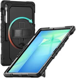 Gylint Case for Samsumg Galaxy Tab S10 FE+/S10 FE Plus 13.1 inch Case, Heavy Duty Shockproof Protective Case with Screen Protector, Hand Strap, Shoulder Strap, 360° Rotating Stand Black
