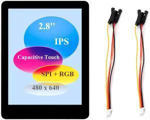 ESP32-S3 2.8inch Capacitive Display Development Board, ESP32 with 2.8inch IPS Touch Screen 480x640 Resolution, 32-bit LX7 Dual-Core Processor, SPI + RGB Interface, Supports WiFi & Bluetooth