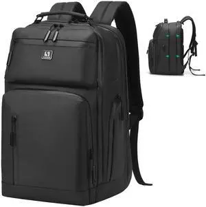 SUIKIHUM Expandable Business Backpack with 17" Laptop Compartment - Waterproof, Airline Approved, 33L-42L Capacity, for Work & Travel, Black