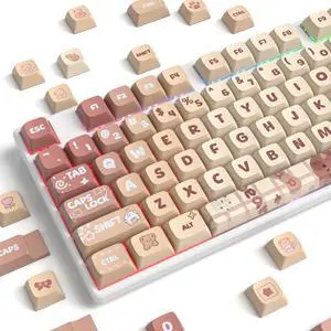 Guffercty kred 133 Keys XDA Profile Keycaps, Dye-sub Custom PBT Keycaps (CaraBear)