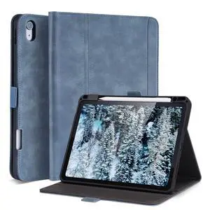 AsileCuir Handmade Case for iPad Air 13 Inch M3 2025 / M2 2024 A3268 A3269 A2898 A2899 with Pencil Holder Pocket,Multi Angles Stand,Magnetic Closure,Vegan Leather Cover,Auto Sleep/Wake,Blue