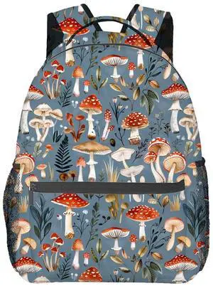 Enchanting Mushroom Backpack, School Travel Laptop Polyester Whimsical Design Backpacks for Women Kids, Work Sports Back Pack Casual Daypack, Lightweight Rucksack Gifts for Hiking Camping Gym