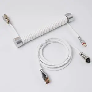 GravaStar Coiled Aviator USB Cable, Suitable Mechanical Keyboard - White