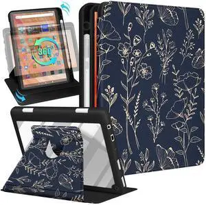 Kidcube for Kindle Fire HD 10/10 Plus Tablet Case - 13th/11th Generation (2023/2021) 10.1" Women Girls Cute Girly Design Flower Rotating Stand Pencil Holder Folio Cases for Amazon Fire HD 10/10 Plus