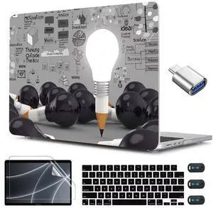 CISSOOK Creative Bulb Hard Shell Case for MacBook Air 13.6 inch M3 A3113 A2681 M2 2025 2024 2022 Release, Plastic Hard Shell Cover with Keyboard Cover for MacBook Air 13.6 M2 M3 2022-2025