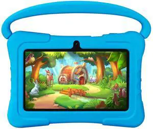 SAIWAN Tablet Kids 7 inch Android with Shockproof Case,16GB ROM,Parental Control, Wi-Fi, GMS, Tablet with BT, Educational, Dual Camera, Games(Blue)