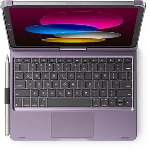 edaiser Swivel Keyboard Case for Apple iPad 11th Gen 2025 (A16)& iPad 10th Generation (10.9-inch); Rotatable Cover and Pencil Holder, Multi-Touch Trackpad, RGB Backlit, Metallic Purple