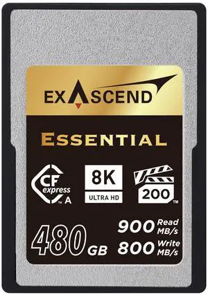 Exascend 120 GB / 180 GB / 240 GB Essential CFexpress Type A Card, Sustained Read 800MB/s, Compatible with Sony a1 / a7S III / a7 IV / FX3 / FX6 (480GB)
