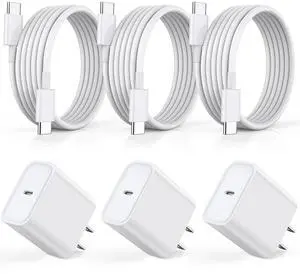 Fast Charger for iPhone 17 16 15, 3Pack USB C iPad Charge PD Fast Charger Block 6FT Long USBC to Type C i Phone Charging Cable Cord for iPhone 17 Air/Pro/Pro Max/16 Pro/Plus/15/15 Pro/Pro Max,iPad Pro